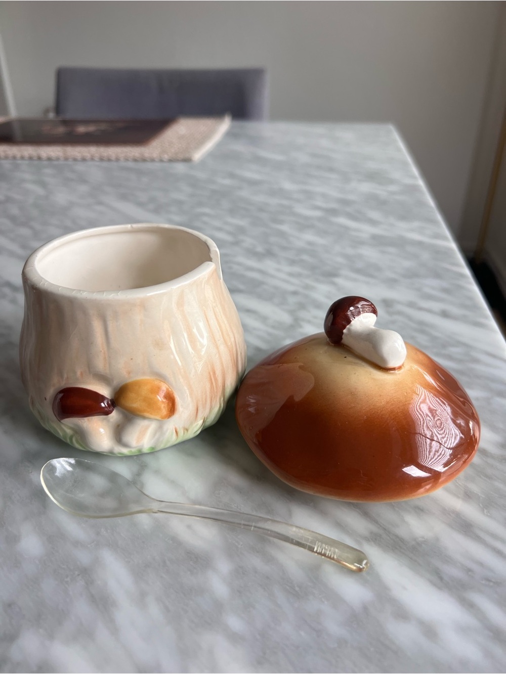 Lefton Ceramic Mushroom Jar - Brown and Cream Home Art - Picture 3 of 6